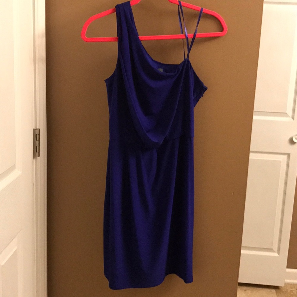 Adrianna Papell Purple One Off Shoulder Dress